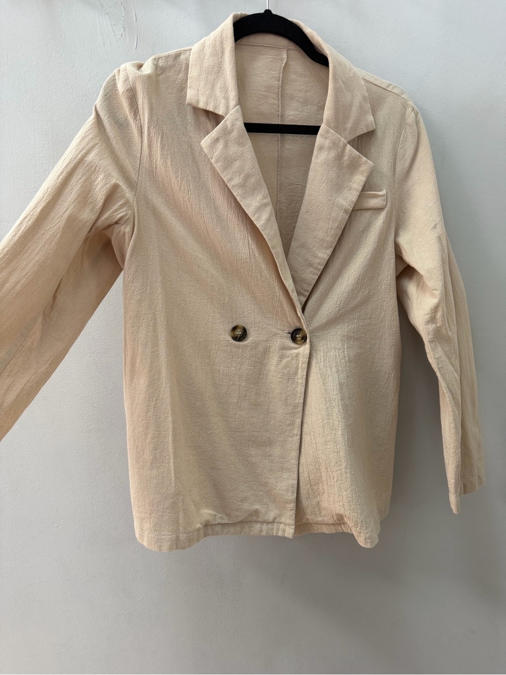 SHEIN Beige Double-Breasted Notch Lapel Blazer